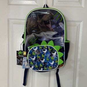 Jurassic World Dinosaur Themed Backpack with Bonus Detachable Lunch Kit